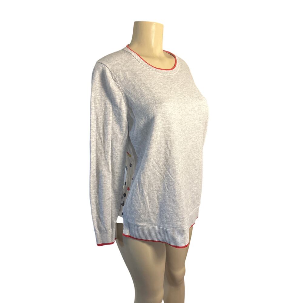 Women L Boden K0034 Eva Woven Mix Wool Sweater Polka Dot Pullover Retro Cream